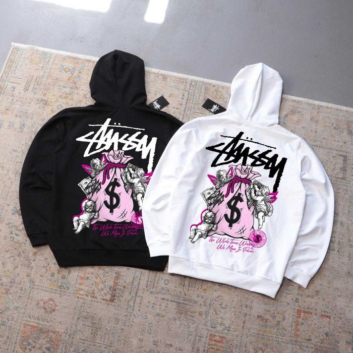 Худі Stussy кофта стусі худи стусси толстовка stussy (Чорна,Біла)