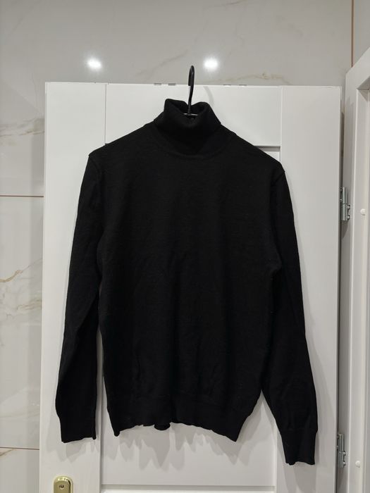 Czarny męski golf sweter wełna