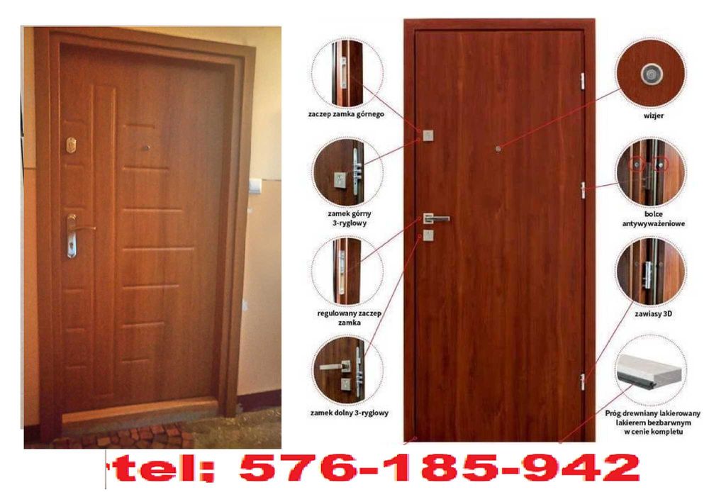 Polskie drzwi wejściowe-ZEWNĘTRZNE ,montaż GRATIS, Cała Częstochowa