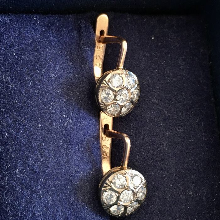 МЮЗ/КЮЗ серьгис бриллиантами(бриллиант, діаманти) малинка