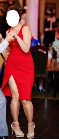 Sukienka Lauretta Sugarfree czerwona r. 36 / S z rozporkiem i dekoltem