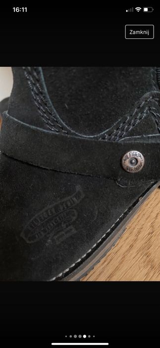 Tommy Hilfiger/ kowbojki/ czarne/ skóra zamszowa/ rozm 38/  24,8 cm