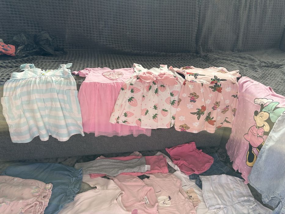 Пакет літніх дитячіх речей на дівчинку, шорти, сукня, футболка, р. 80