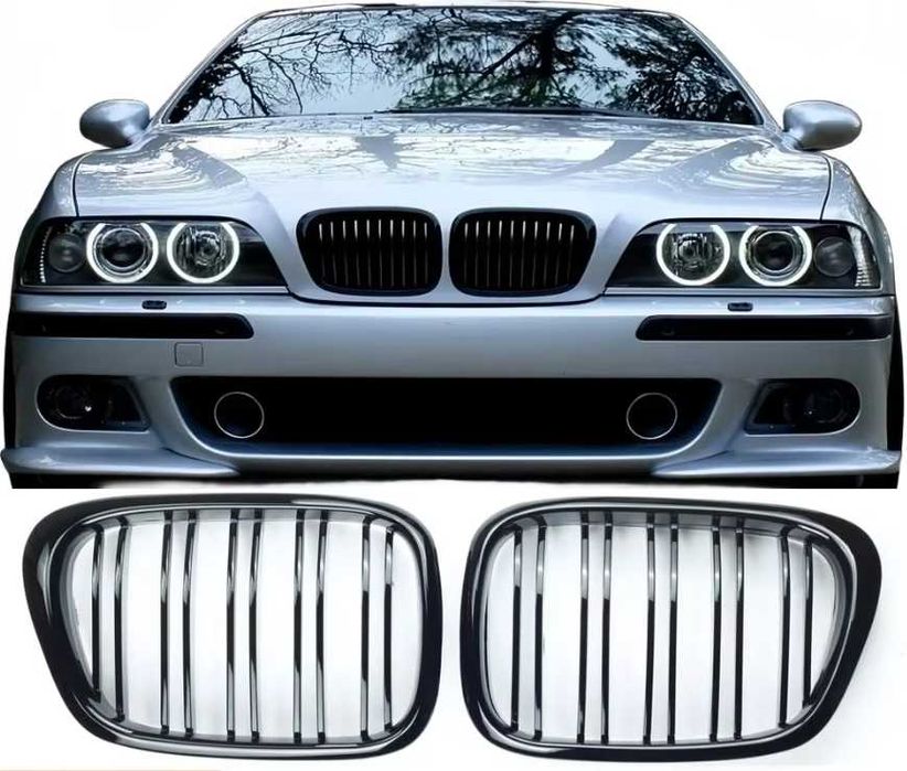 NERKI GRILL zderzaka dla BMW 5 E39 1999/2003 CZARNY POŁYSK ala m5