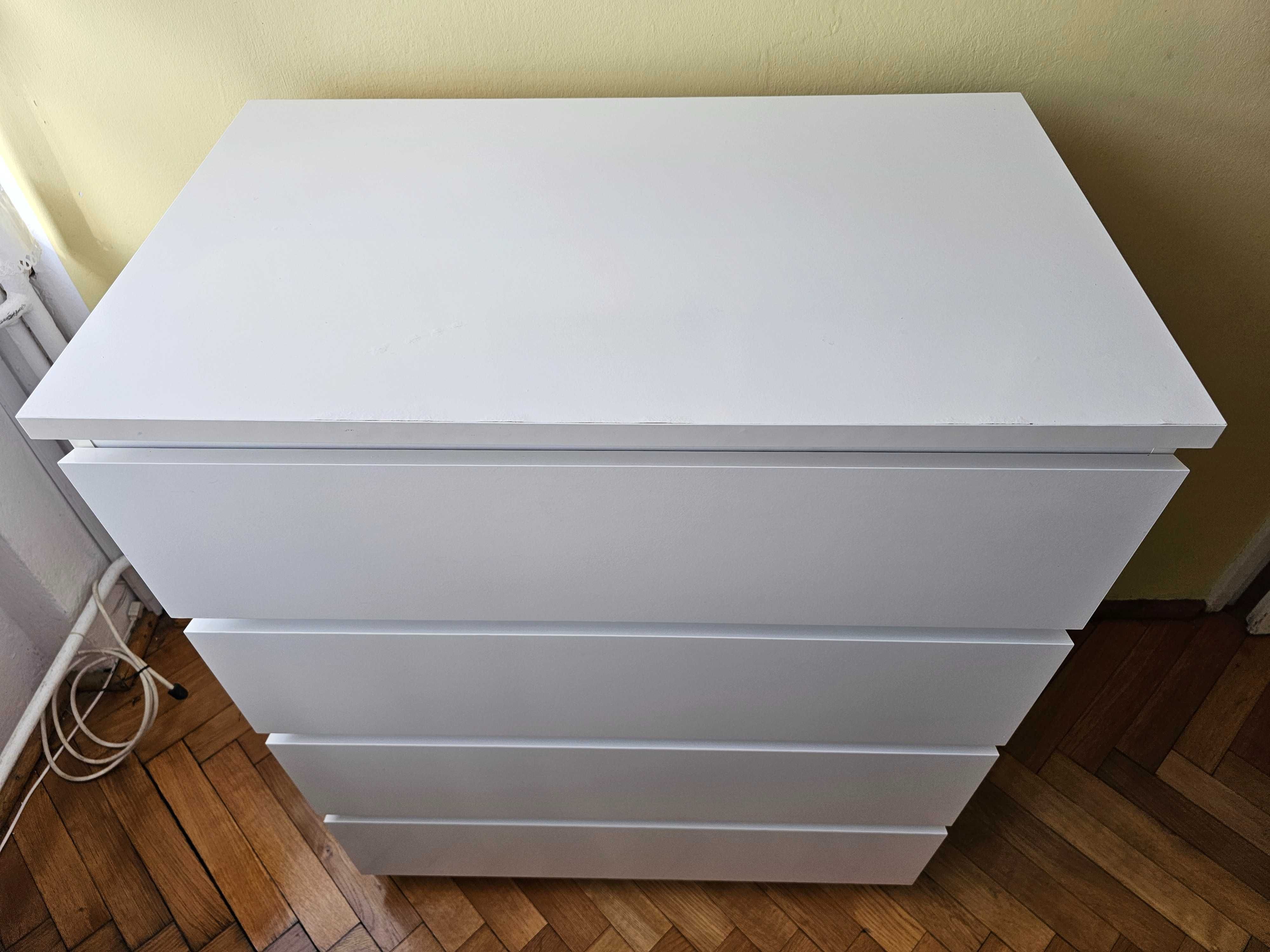 Komoda 4 szuflady, Ikea Malm – kolor biały.