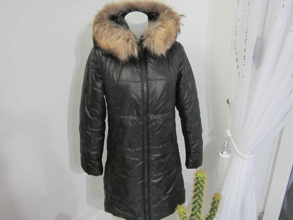 Fratelli płaszcz kurtka z futrem  naturalnym lisa jak nowa L-XL