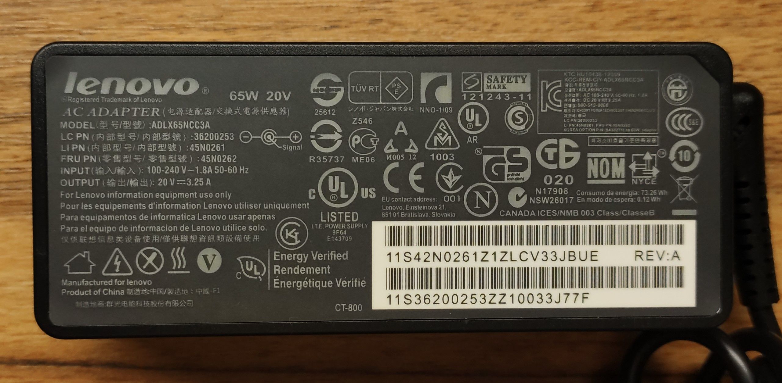 Блок питания Lenovo 20V 3.25A 65W 4.0*1.7mm (BP9)