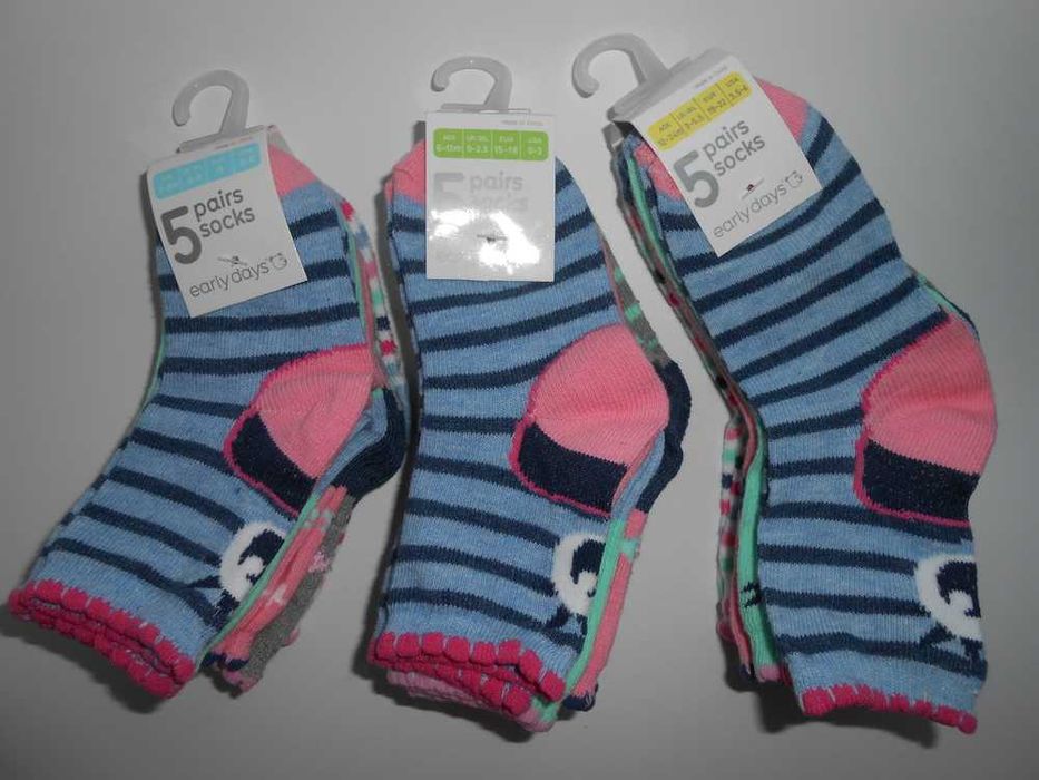 Комплект 5 пар шкарпетки малюкам 1-12,  12-24 міс, 0,5-1-2 р. primark