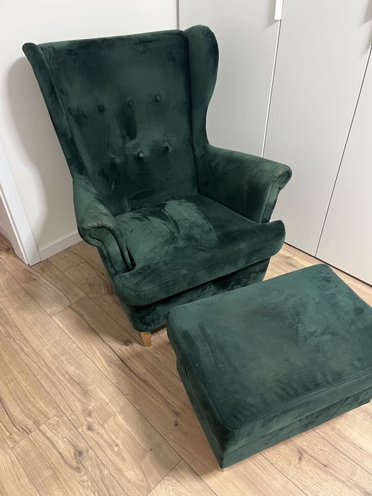 Fotel uszak z podnóżkiem
