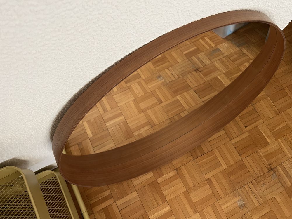 Duże okrągłe lustro ikea stockholm 80cm okleina fornir drewniane