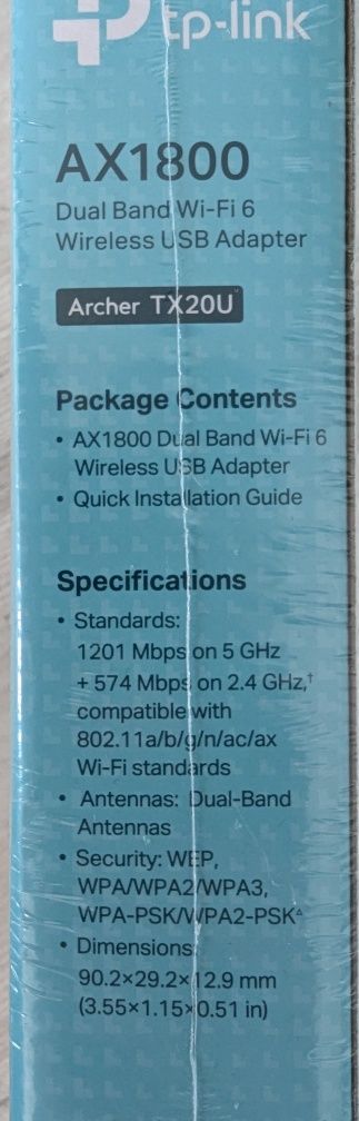 Karta sieciowa TP-LINK TX20U WIFI6 USB AX1800 WPA3 nowa zafoliowana