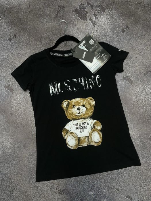 ЛИКВИДАЦИЯ СКЛАДА -50% Женская футболка Moschino черная майка лето топ