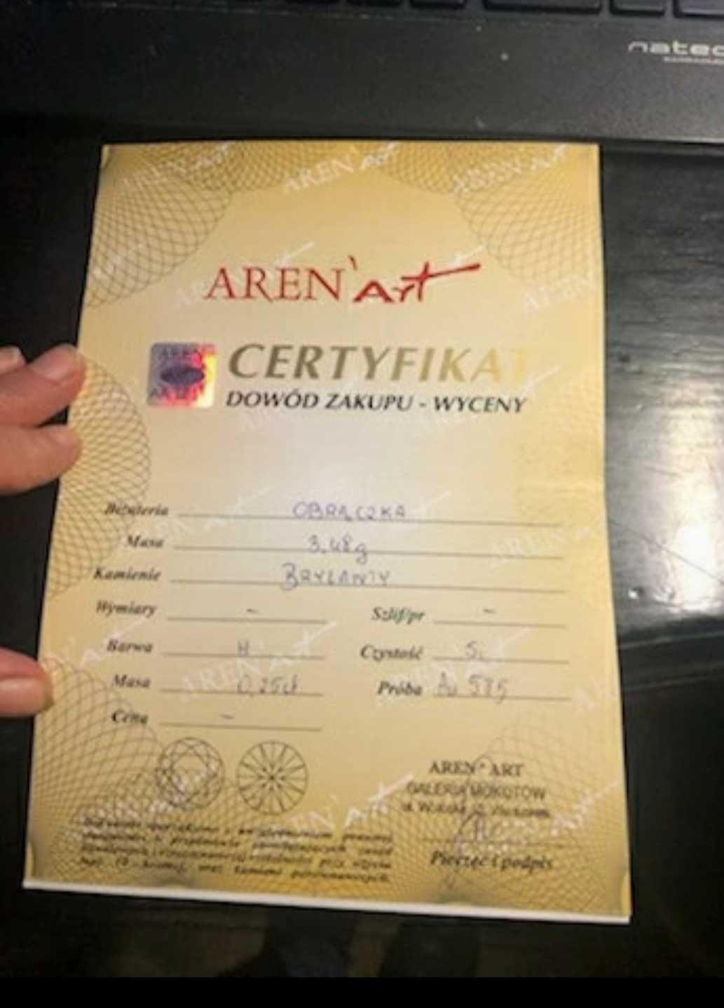 Aren art złota obrączka pierścionek r 12  585 z brylantami