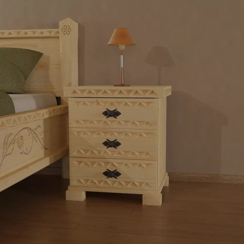 Szafka nocna w stylu góralskim, 3x szuflada !PRODUCENT!