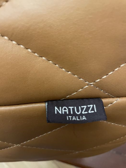 Круглый Пуф Natuzzi Italia из натуральной кожи