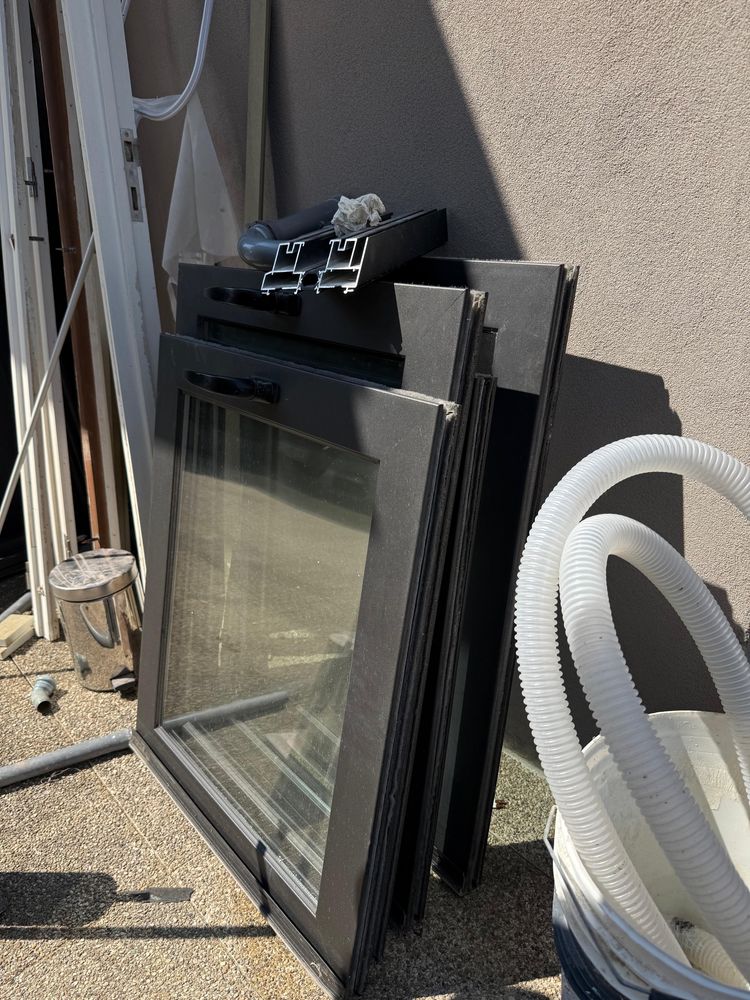 2 Janelas vidro duplo aluminio cinza