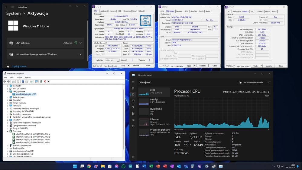 Asus H110M-A/M.2 + i5-6600 + 16GB RAM DDR4 + intel Cooler