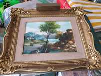 Quadro pintado à mão com aplique