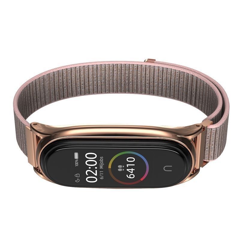 Pasek Nylon Do Xiaomi Mi Band 5 / 6 Rose Gold