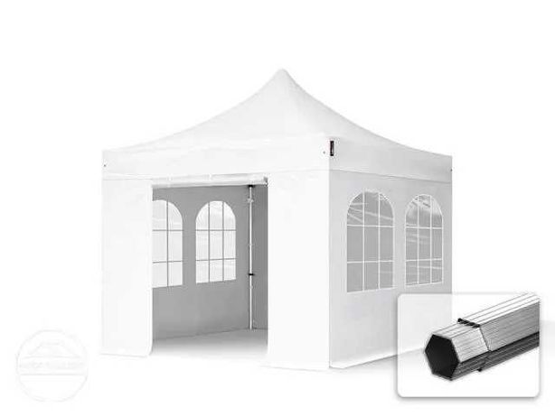 3x3 m Namiot Ekspresowy, ogrodowy, Alu 40 mm, okna łuk, biały