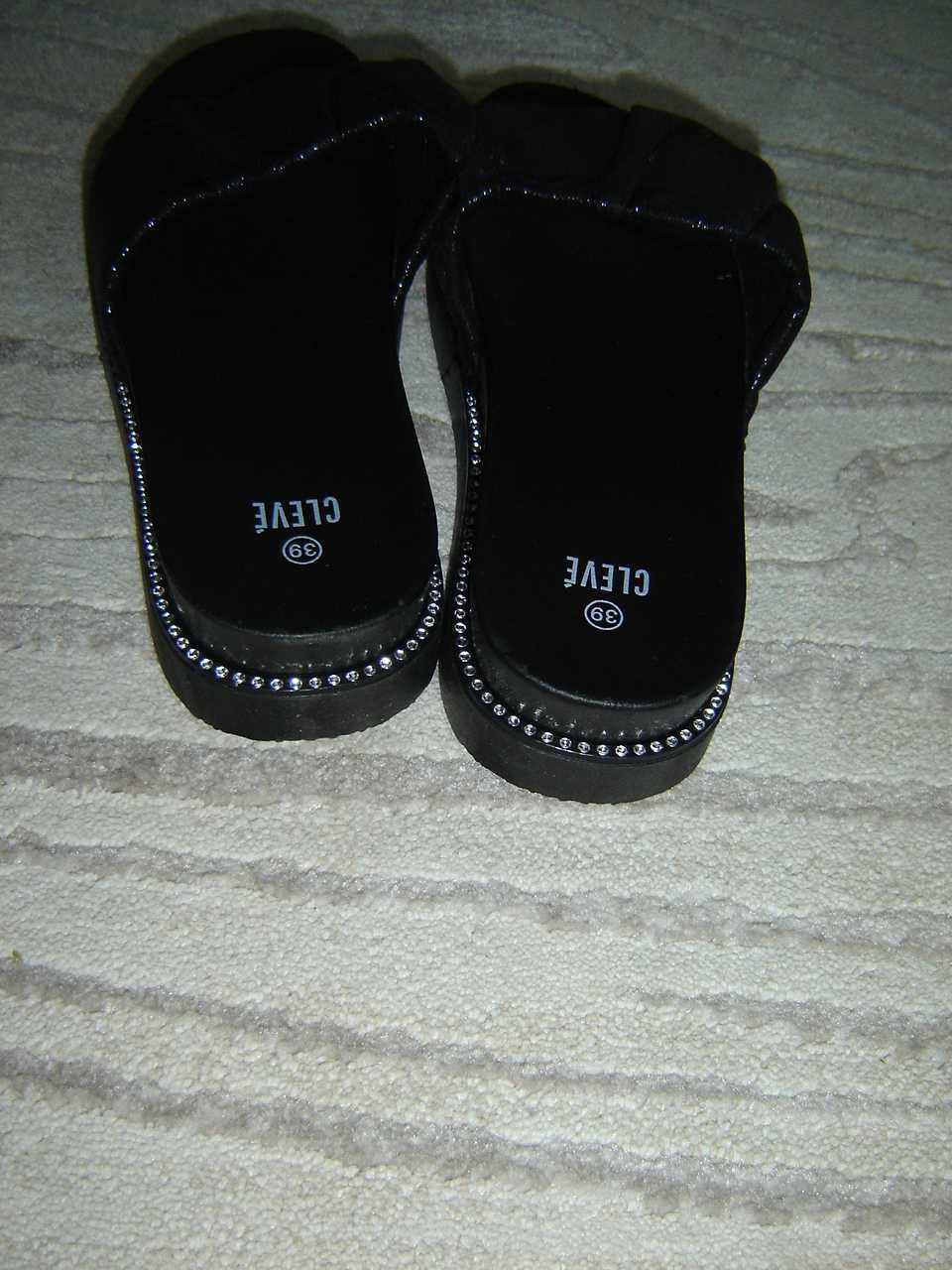 Buty klapki damskie czarne 39 nowe - tanio!
