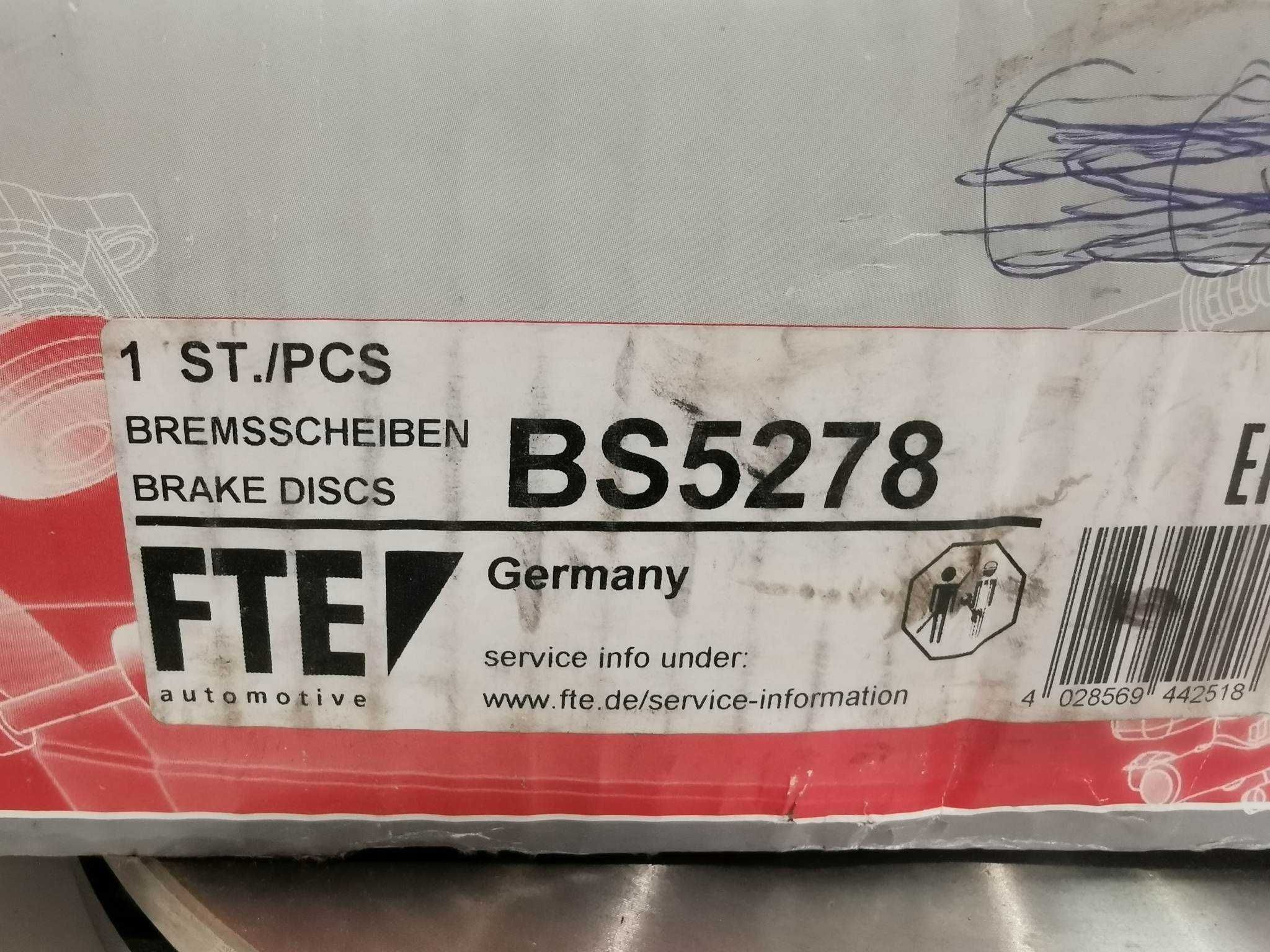 FTE BS5278 Tarcza hamulcowa Audi A6 C5 A4 B5 B6 B7 PRZÓD KOMPLET