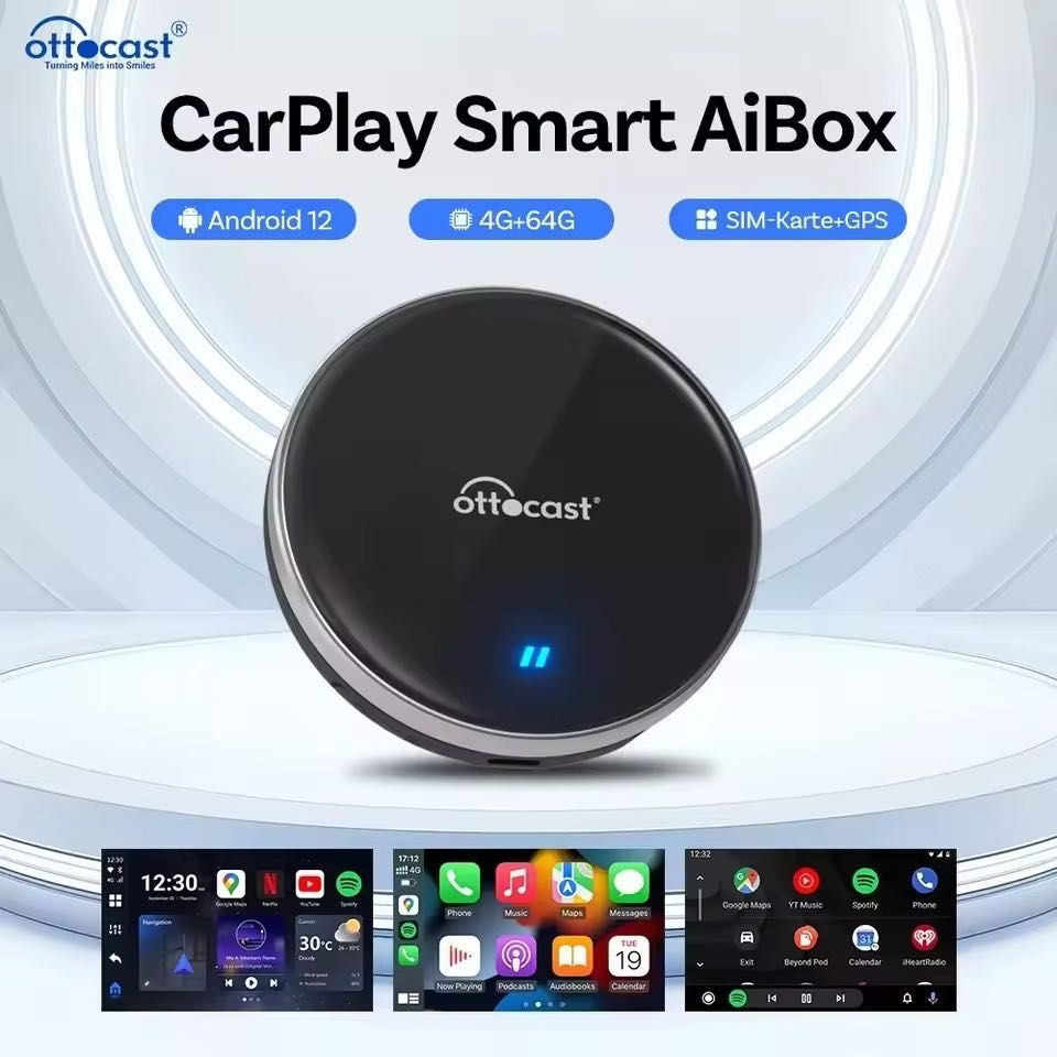 Ottocast P3 Lite авто приставка с Android 12 через CarPlay, YouTube