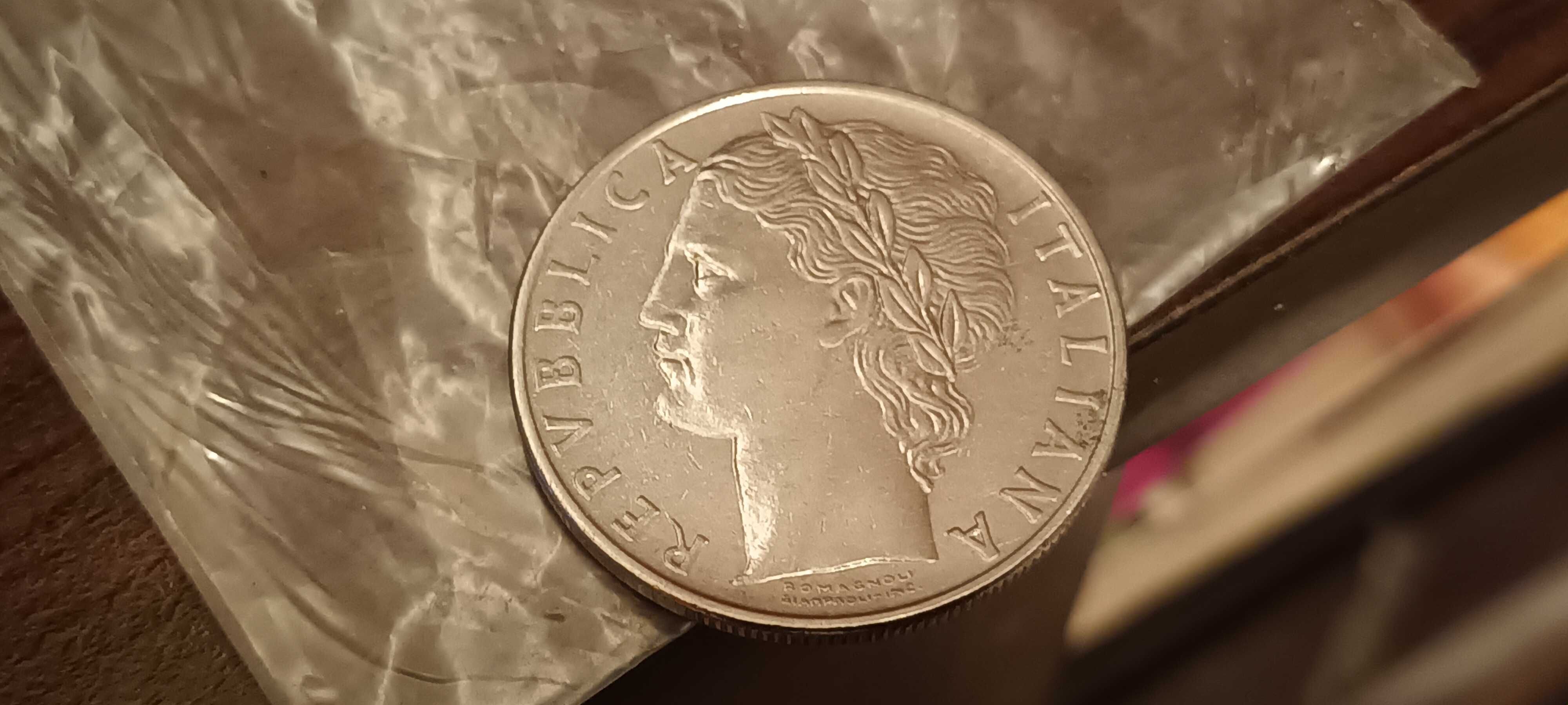 Moneta Włochy 100 lirów, 1964