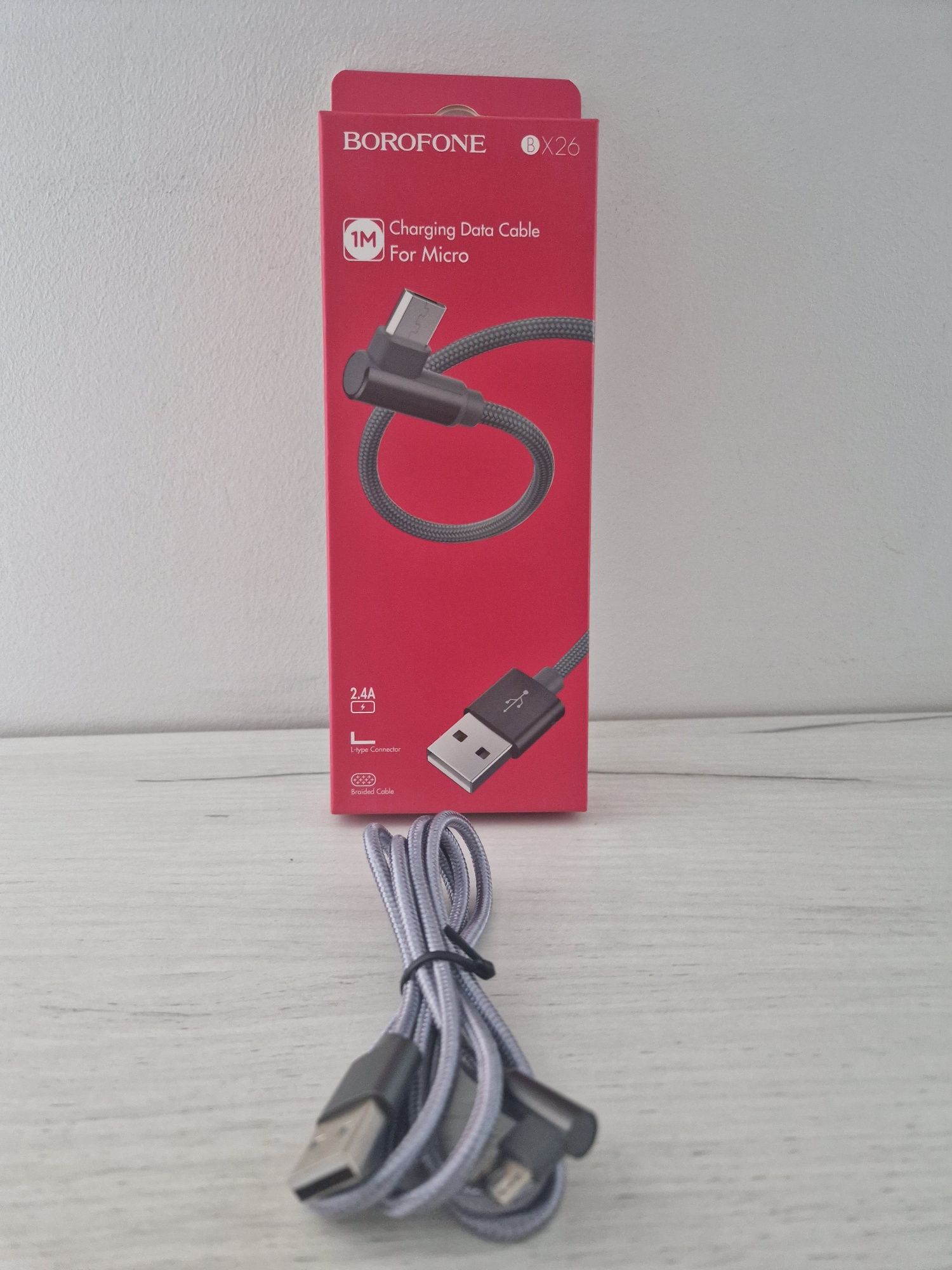 Borofone Kabel BX26 Express - USB na Micro USB - kątowy 2,4A 1 metr sz