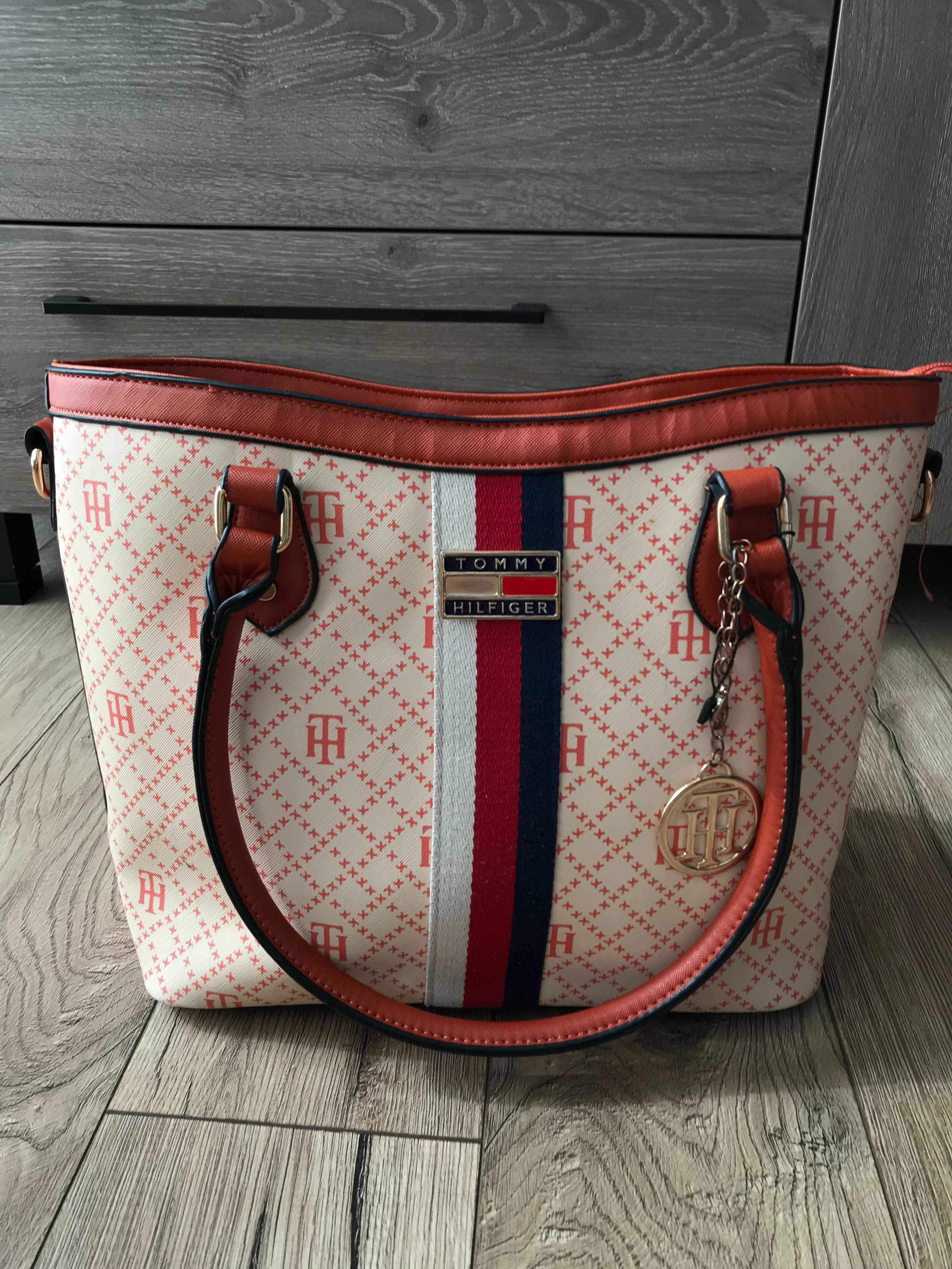 Duża torebka damska Tommy Hilfiger Jacquard Button