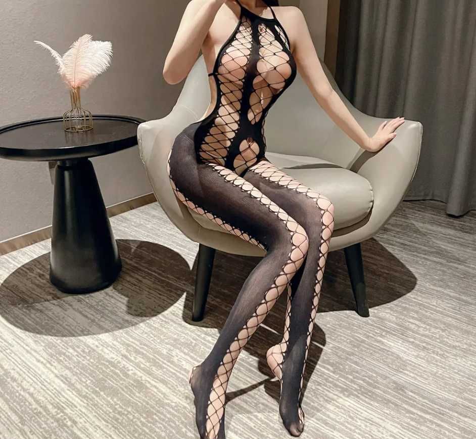 B027 bielizna erotyczna bodystocking body komplet XS/XL NA PREZENT