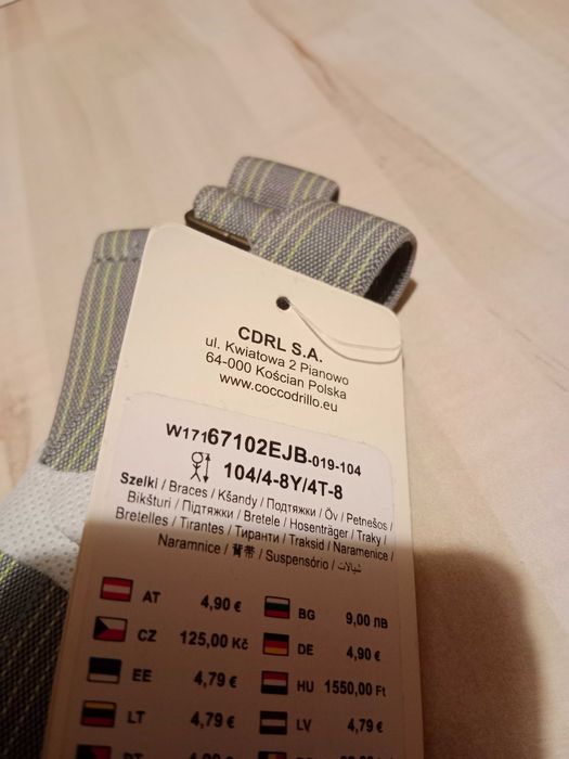 Szelki dla chłopca do spodni oznaczenie  z metki na wiek  4-8 lat