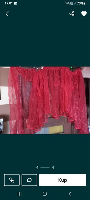 Firana czerwona  na okno