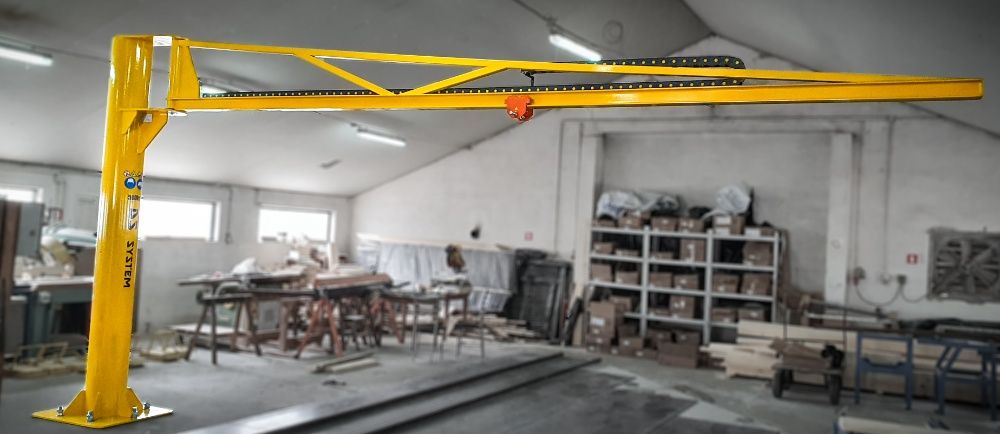 Żuraw stacjonarny obrotowy - 500 kg / 5 m ramię