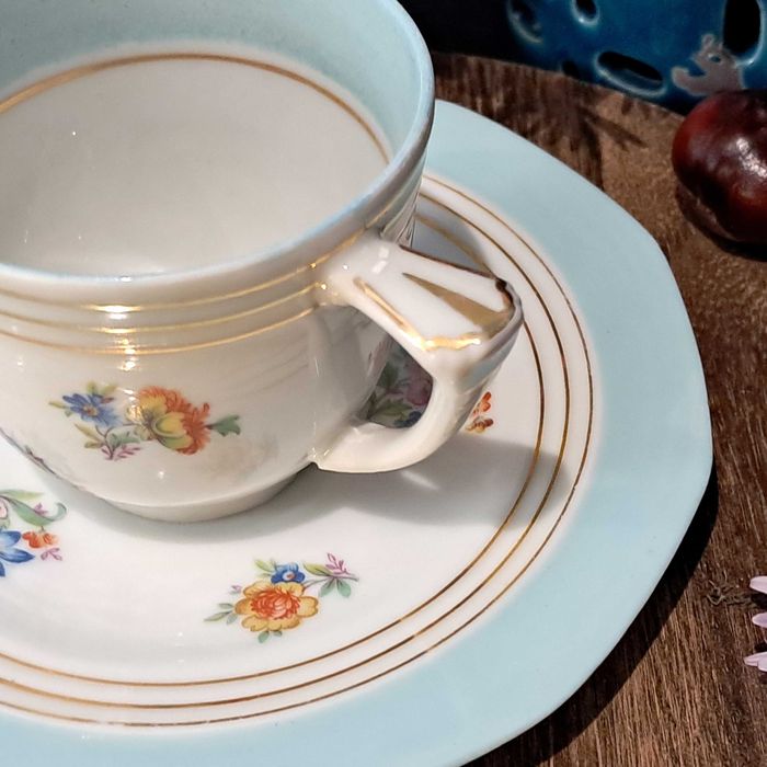Limoges filiżanka i spodek przedwojenna porcelana Art Deco