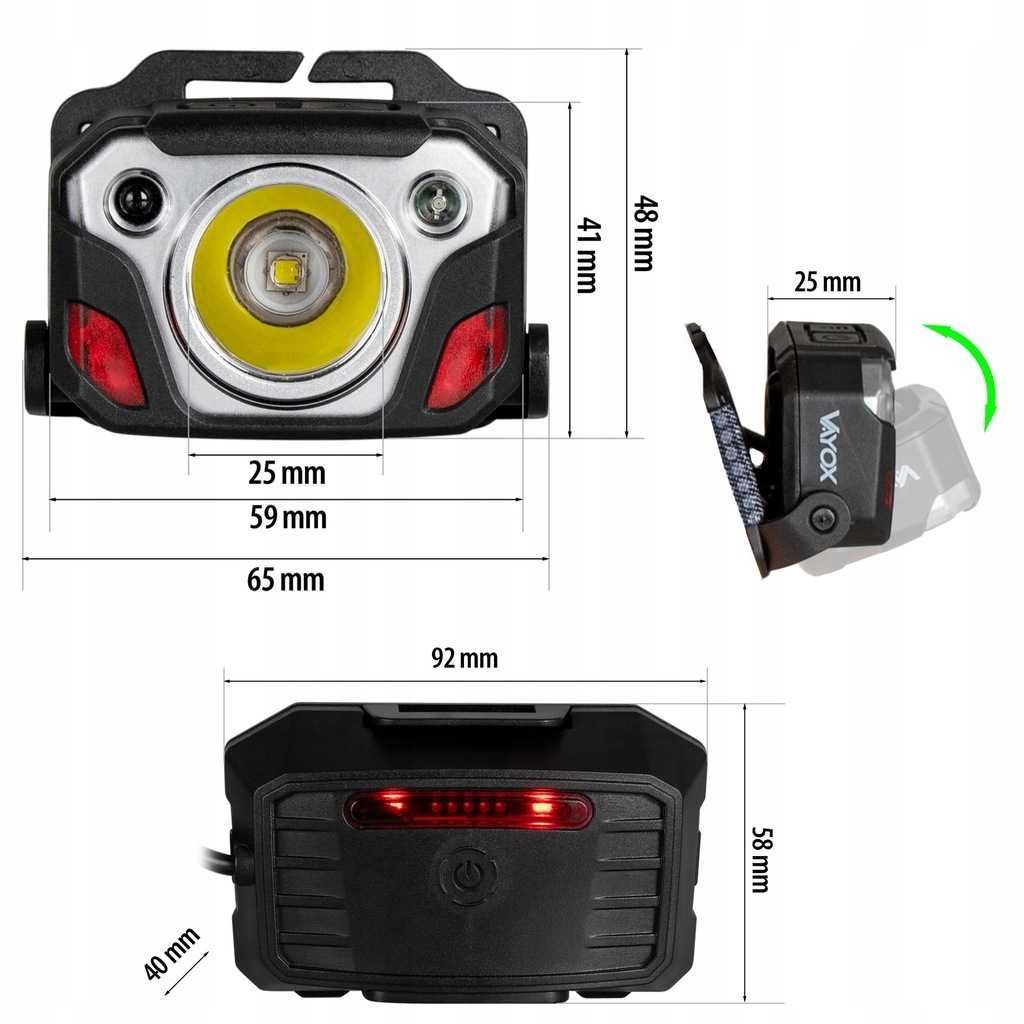 ZESTAW Latarka czołowa + akumulatory + opaska czołówka LED POWER PRO