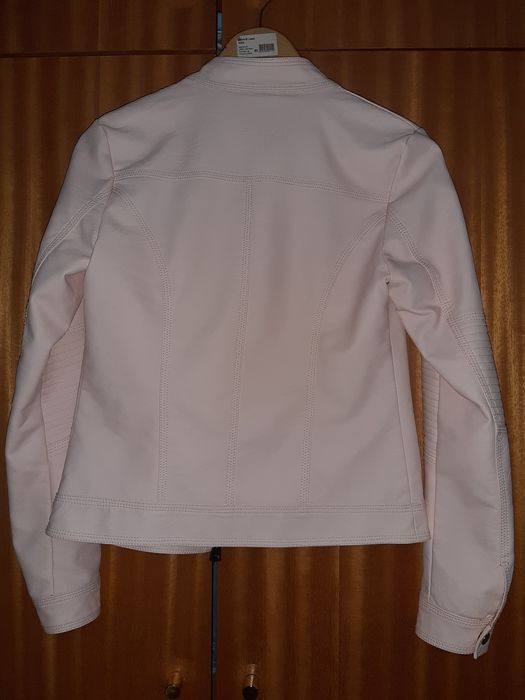 Casaco em eco pele - rosa bebé T. S