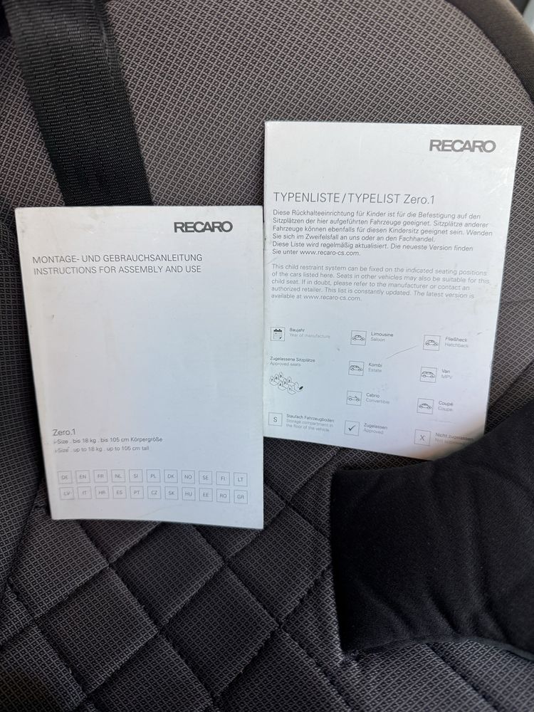 Fotelik samochodowy RECARO ZERO.1 I-SIZE 0-18 kg obrotowy 360 stopni
