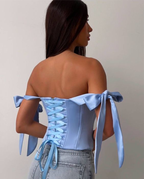 Корсет топ корсетний чорний білий червоний блакитний