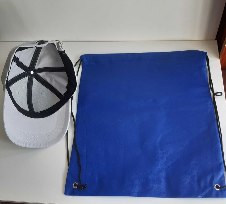 Boné Chapéu Cap Cinza Azul + Saco Mochila Novos Dance Floor