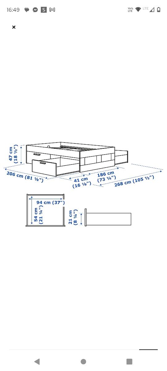 Łóżko IKEA BRIMNES z pojemnikami 180x200cm+ materace