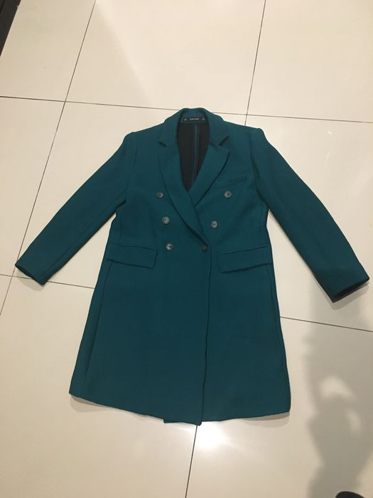 Płaszcz jesienny ZARA S butelkowa zieleń płaszczyk kurtka