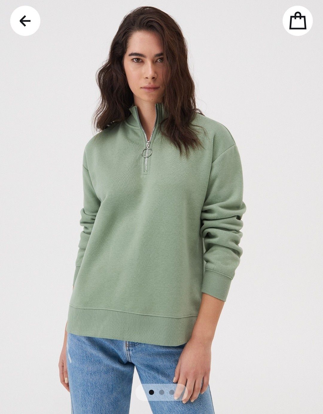 Nowa bluza damska oversize modna zielona ze stójką golf 36 s rozpinana