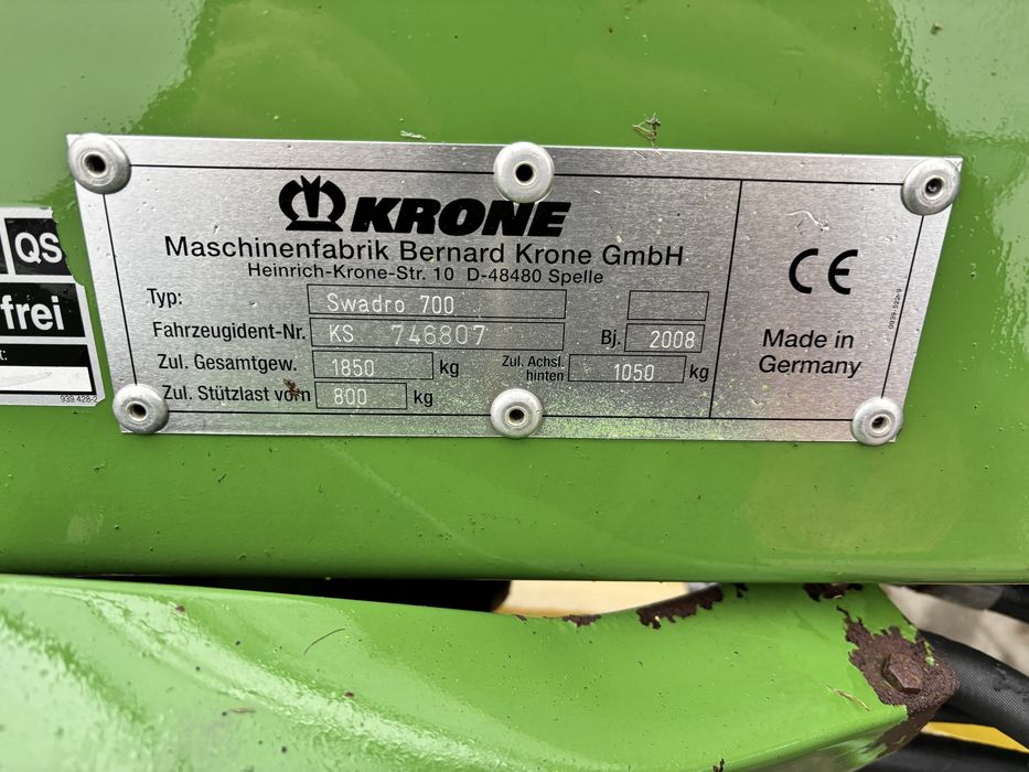 Zgrabiarka 2 karuzelowa Krone Swadro 700 zagrabiarka rok 2008