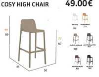 Banco / Cadeira alta Cosy Polipropileno várias cores