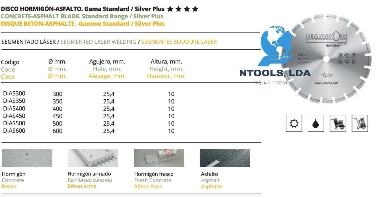Disco Corte Diamantado Todo Terreno e Asfalto até 600mm PROMOÇÃO