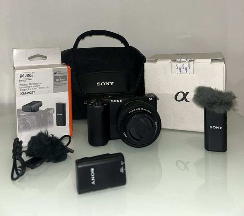 Conjunto Sony - Câmara + Microfone + Objetiva