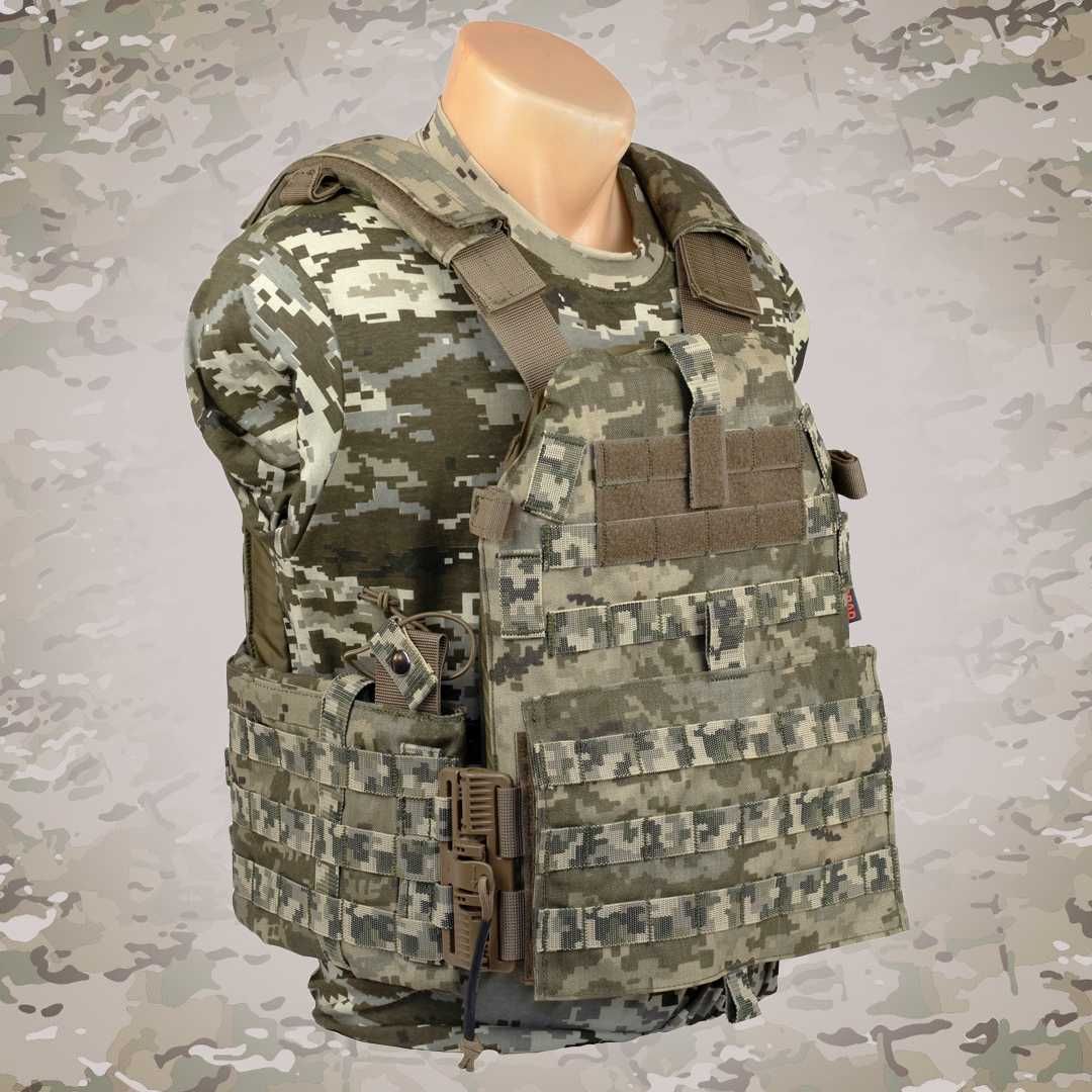 Комплект Плитоноска Grad Gear піксель Плити кераміка NIJ 0101.06 IV