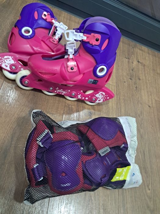 Patins e proteções de menina até 7 anos
