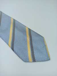 Diva włoski błękitny jedwabny krawat w paski q07